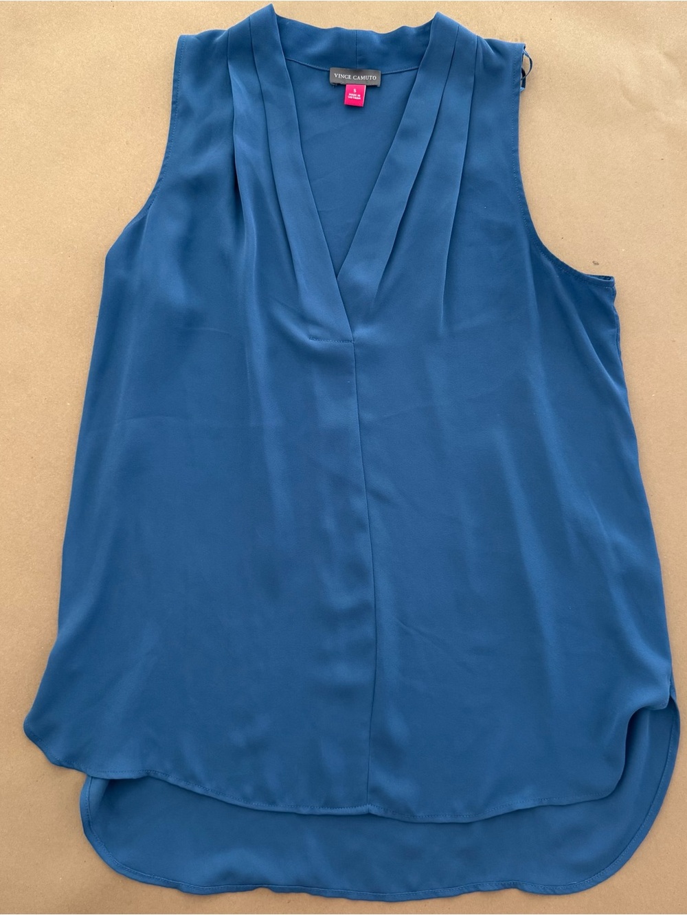 Vince Camuto Deep Teal V-Neck Sleeveless Blouse